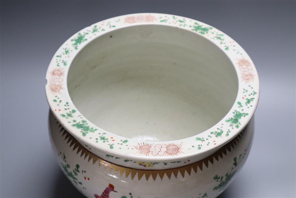 A Chinese jardiniere, height 25cm (faults)